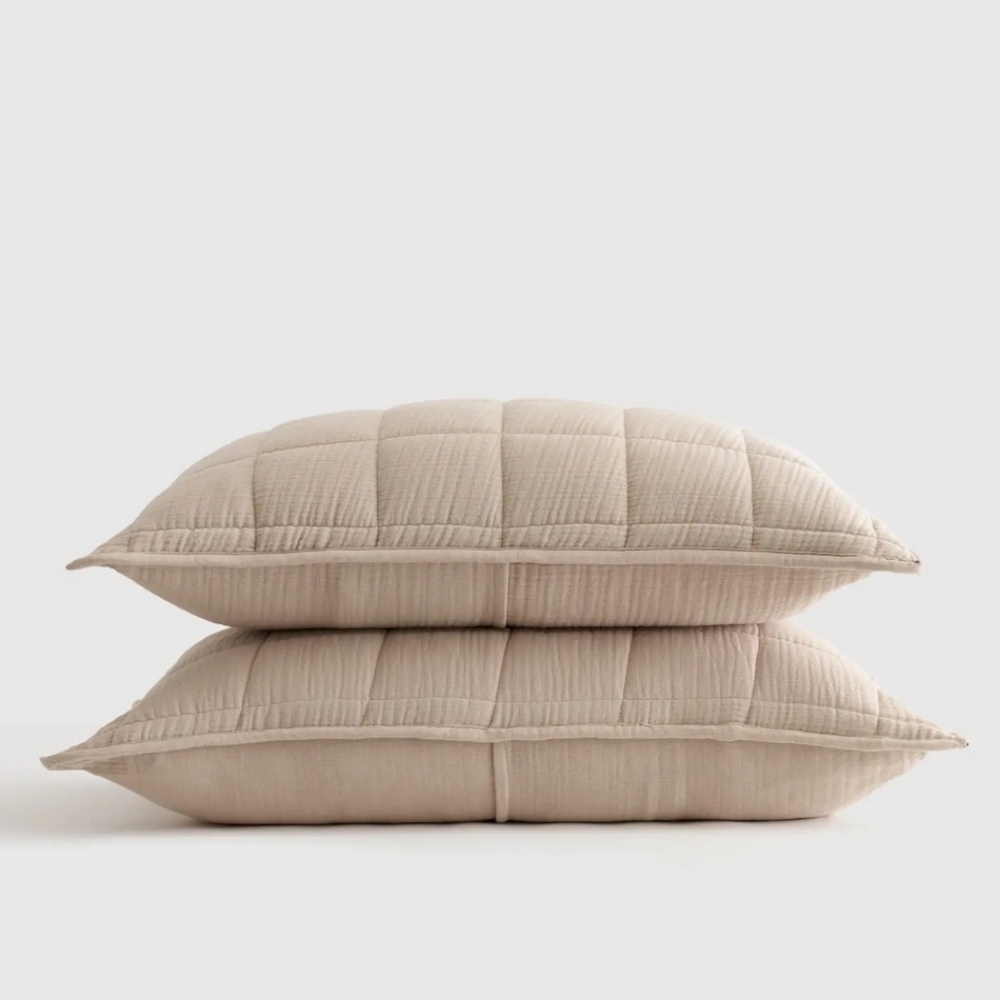 NWOT! Quince Organic Cotton Set Of 2 FOG GRAY Airy Gauze Shams! King(S69)(READ)